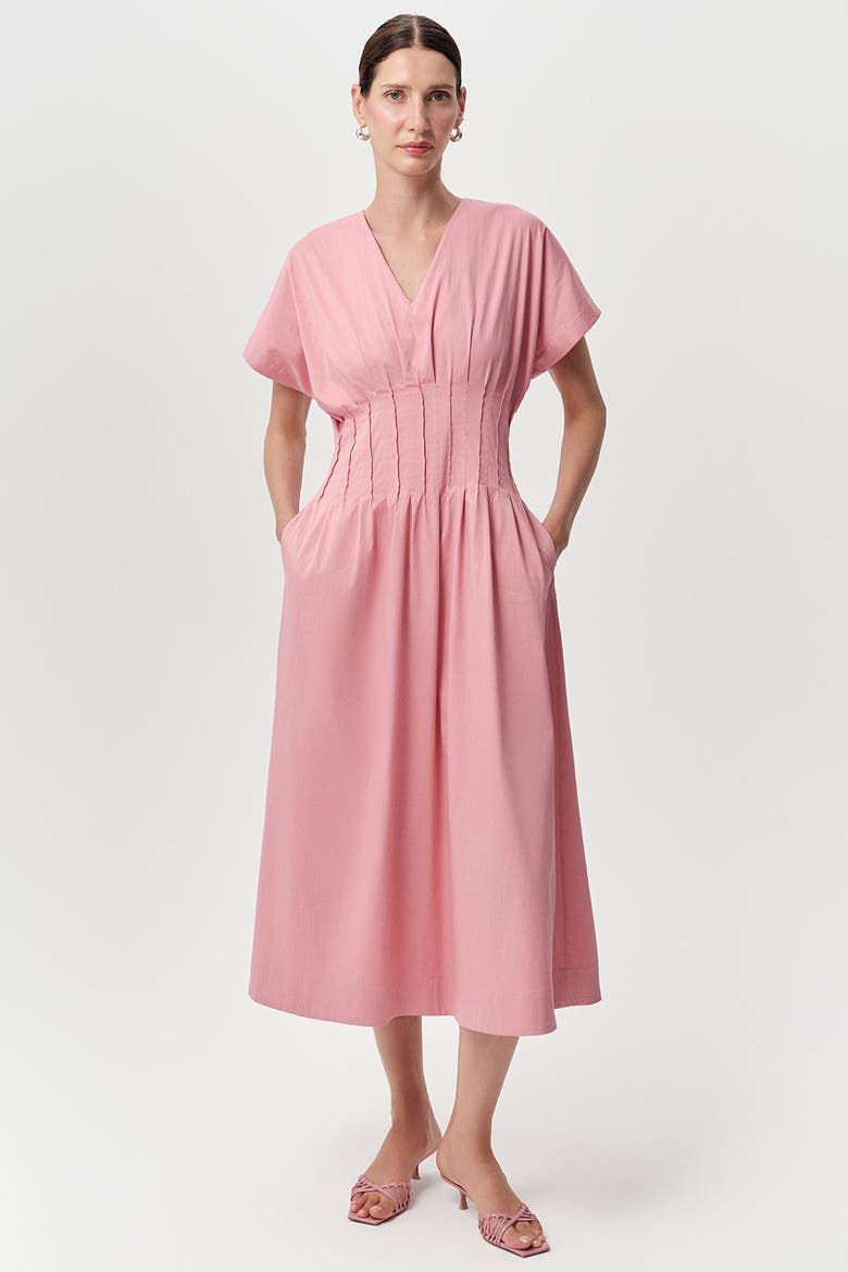 Amaud Short Sleeve V Neck Midi Dress