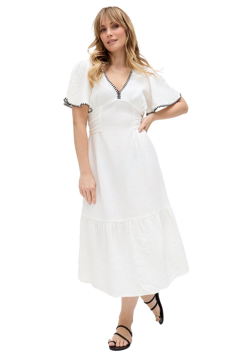 Delilah V-Neck Front Tie Midi Dress