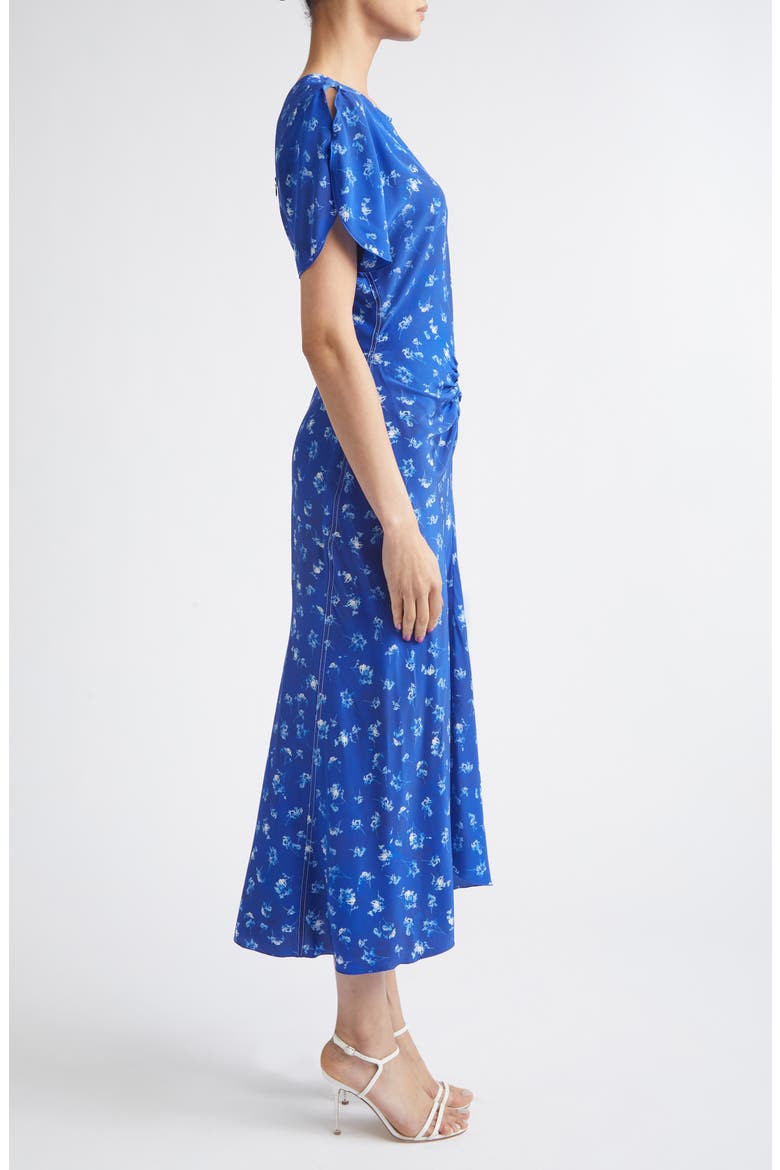 Bela Floral Ruched Silk Midi Dress