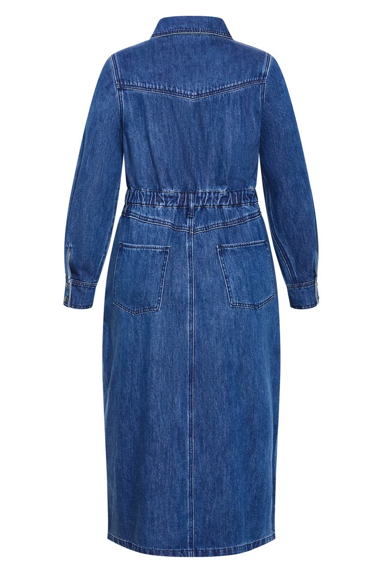 Elara Denim Midi Shirt Dress