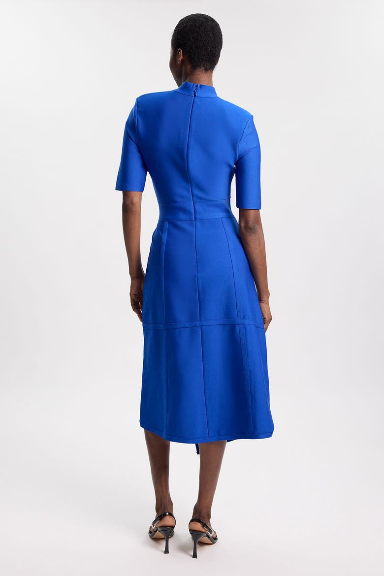 Asymmetric Hem 3/4 Sleeve Midi Dress