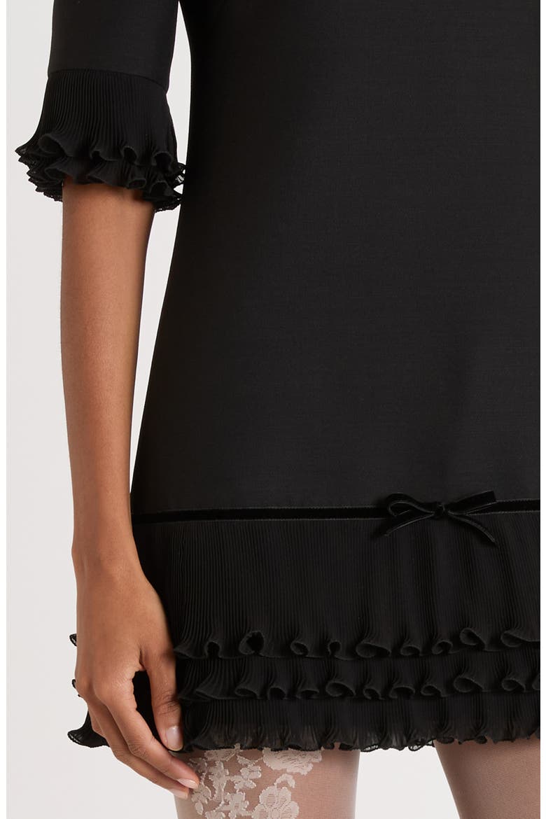 Ruffle Trim Crepe Couture Minidress