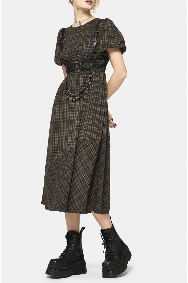 Rhiannon Check Shirred Bodice Midi Dress