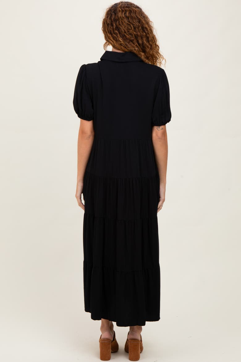Collared Button Down Tiered Midi Dress