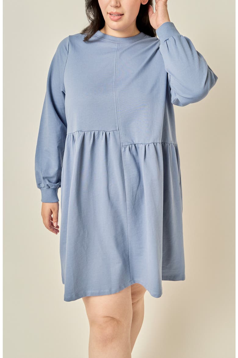 Asymmetrical Seam Knit Long Sleeve Dress