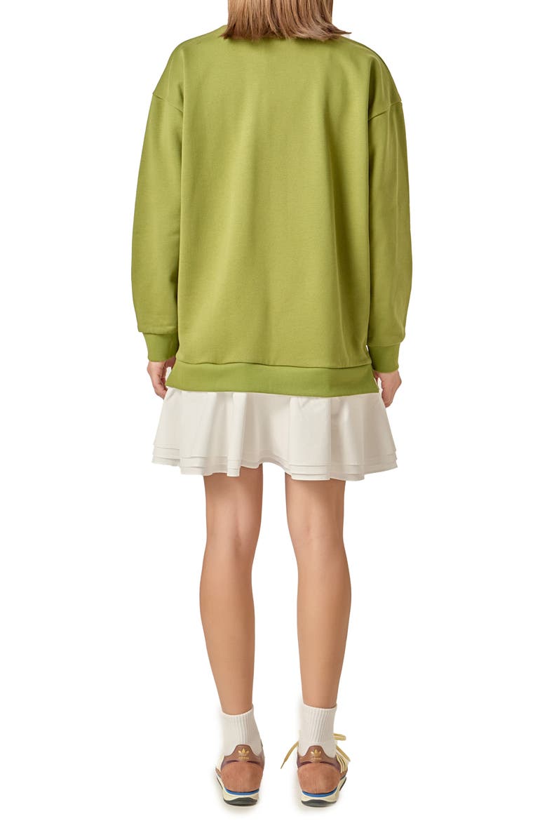 Long Sleeve Mixed Media Sweatshirt Minidress
