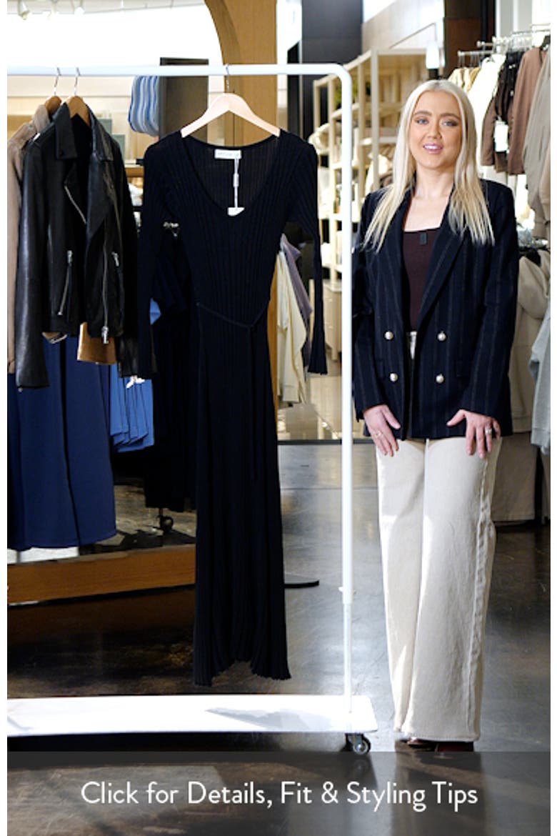 Lina V-Neck Long Sleeve Midi Sweater Dress