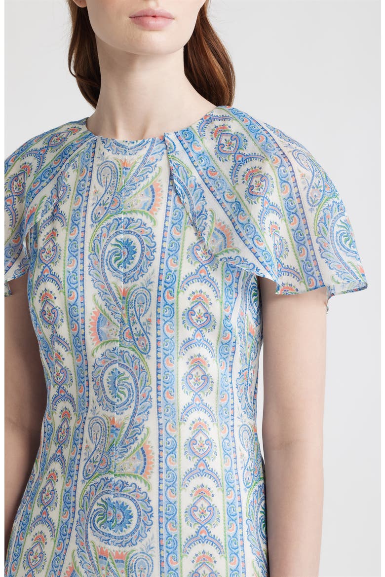 Davina Capelet Sleeve Cotton & Silk Maxi Dress