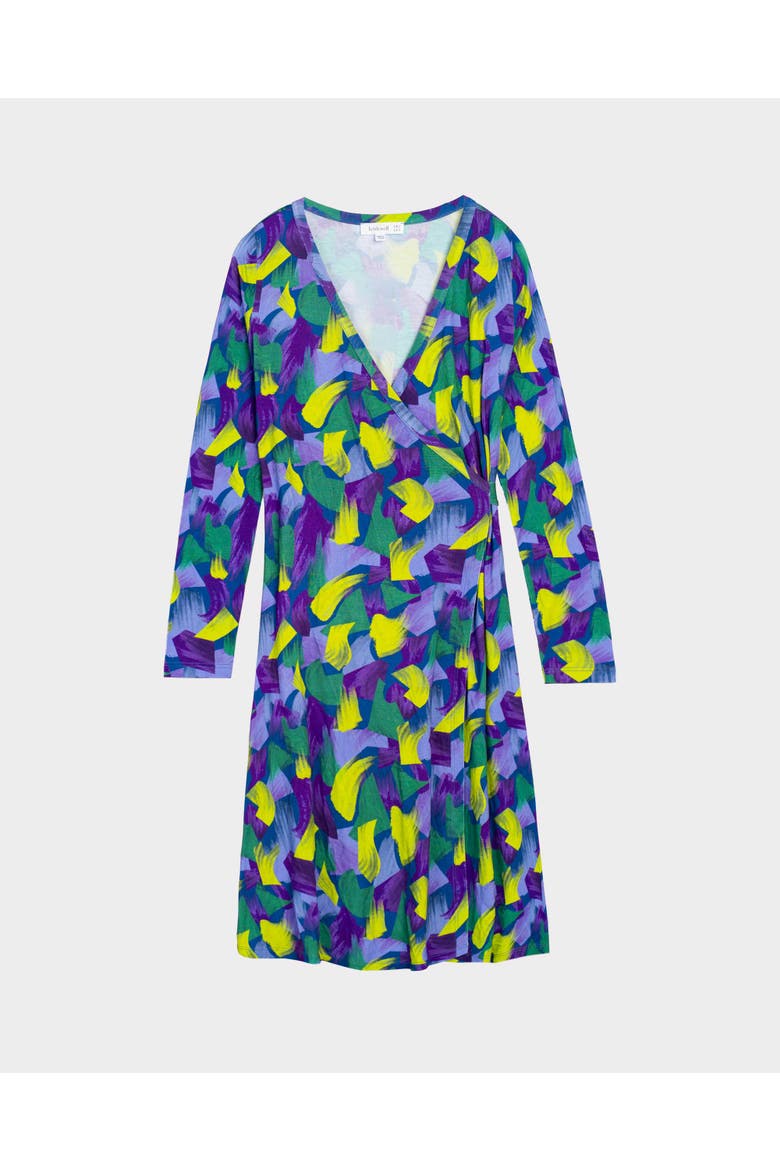 Long Sleeve Printed Wrap Dress