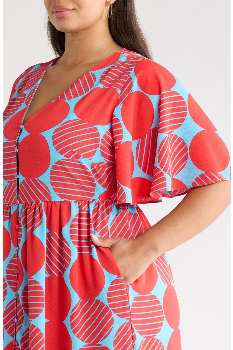 Print Ruffle Hem Maxi Dress