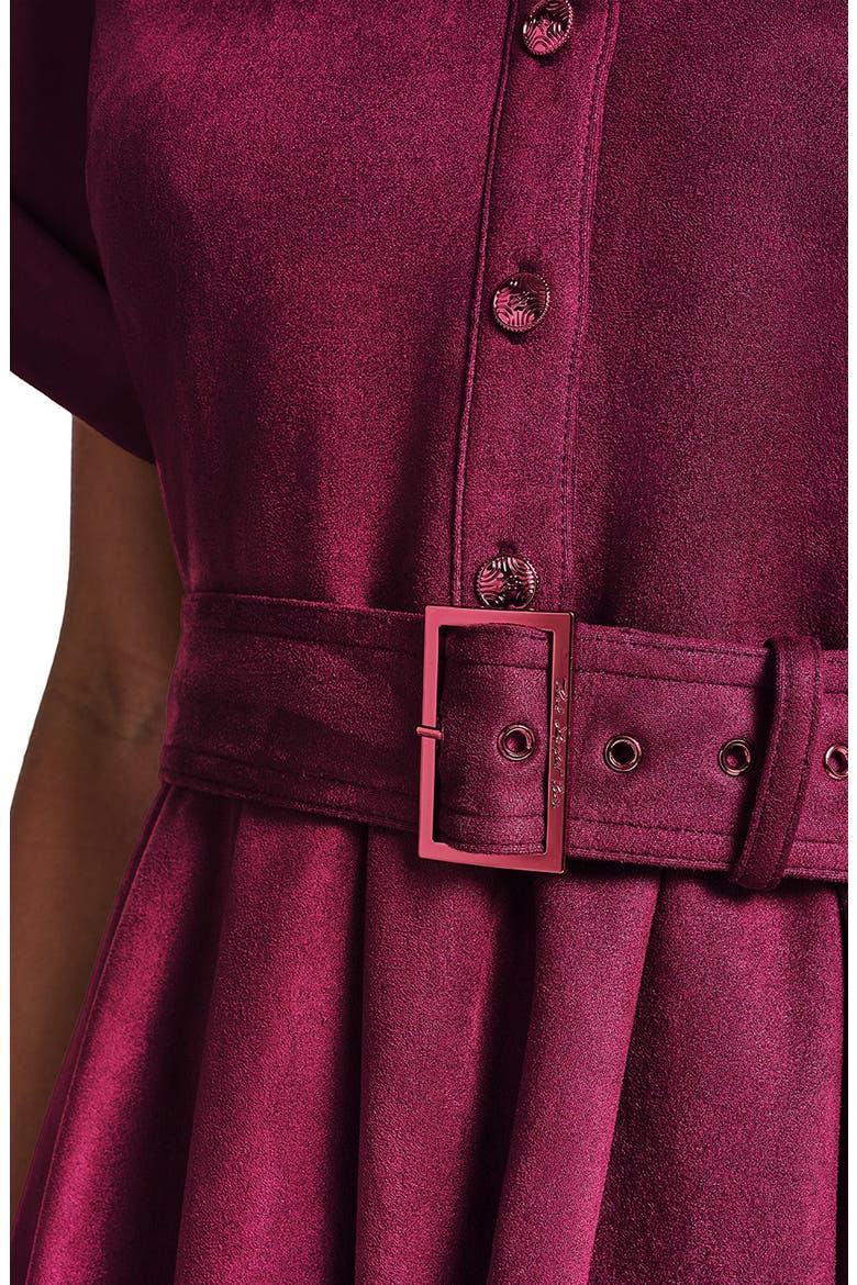 Belted Faux Suede Shirtdress