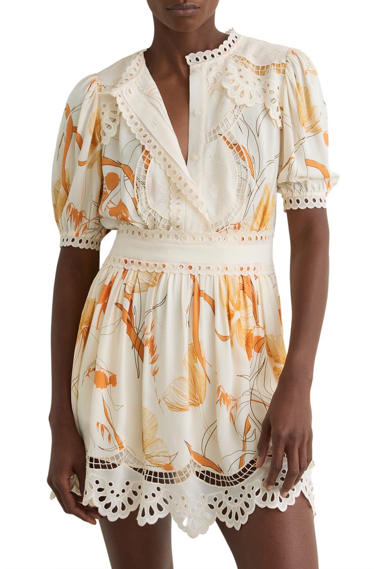 Lacey Print Eyelet Minidress