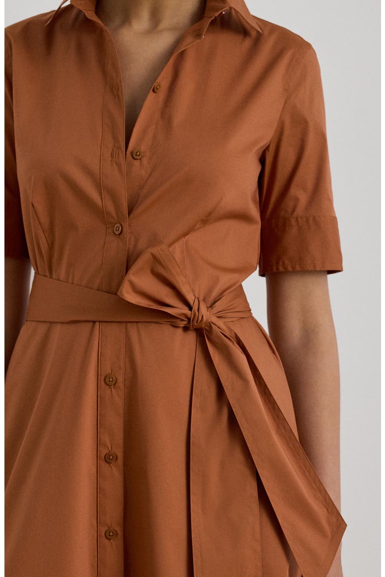 Cotton Blend Midi Shirtdress