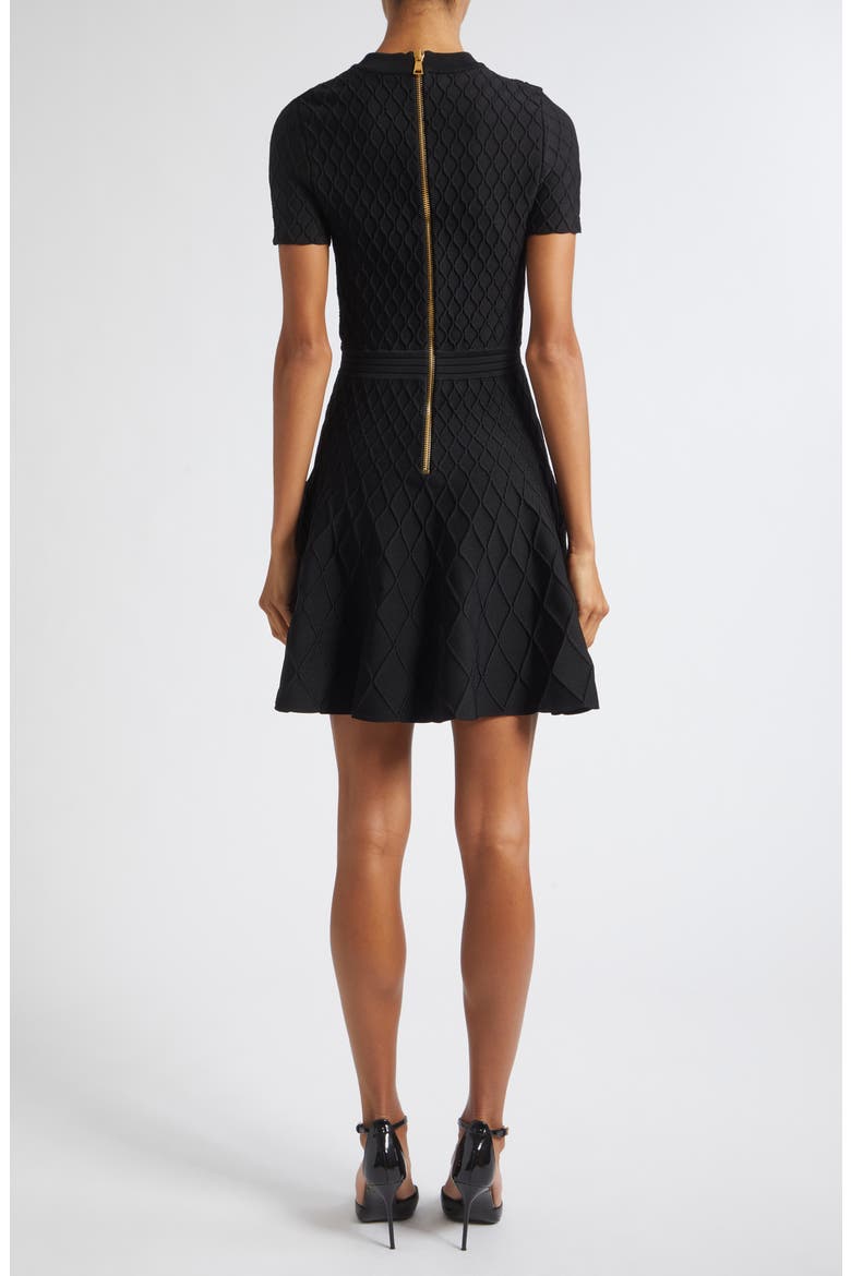 Diamond Jacquard Fit & Flare Mini Sweater Dress