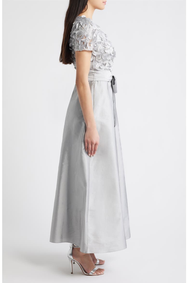 3D Beaded Paillette Bodice Taffeta A-Line Gown