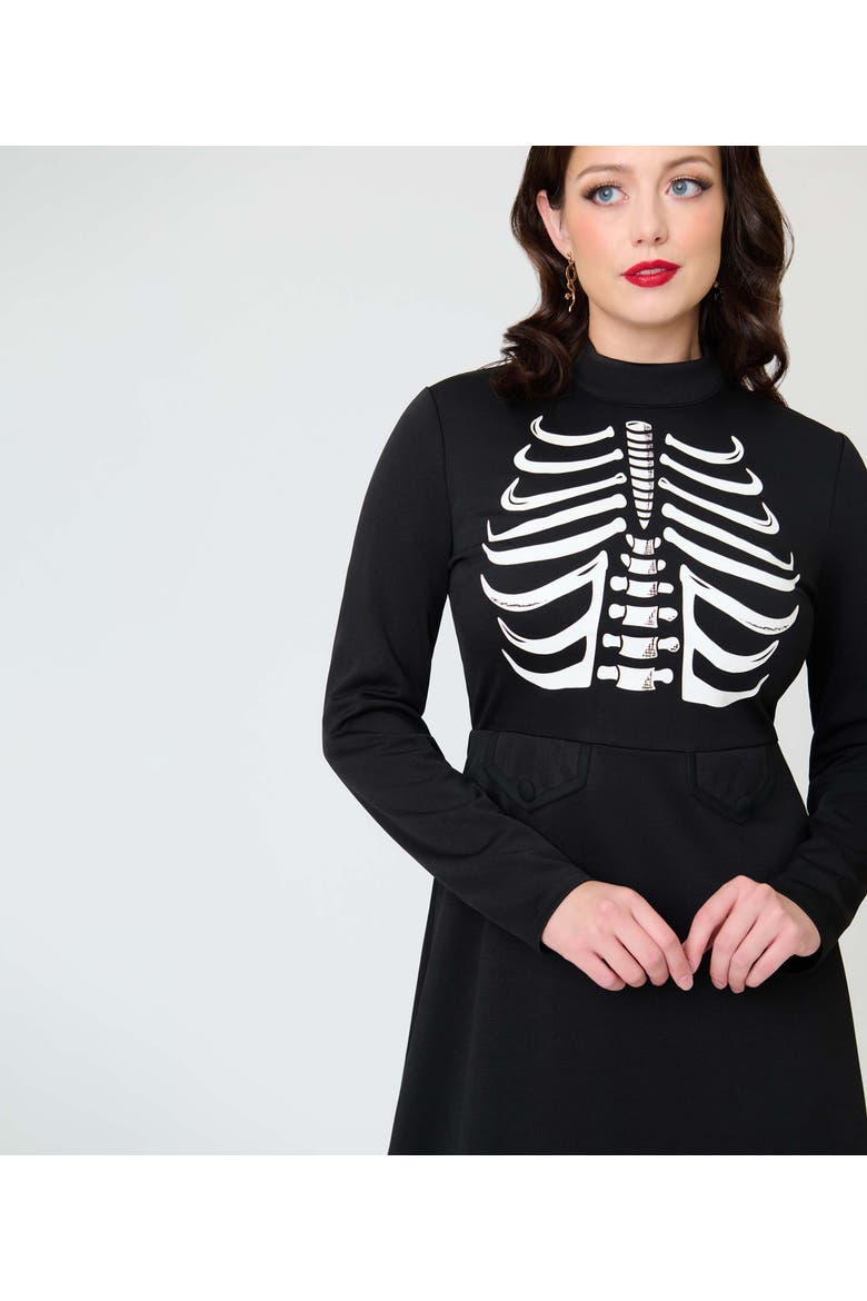 1960s Mock Turtleneck Fit & Flare Dress