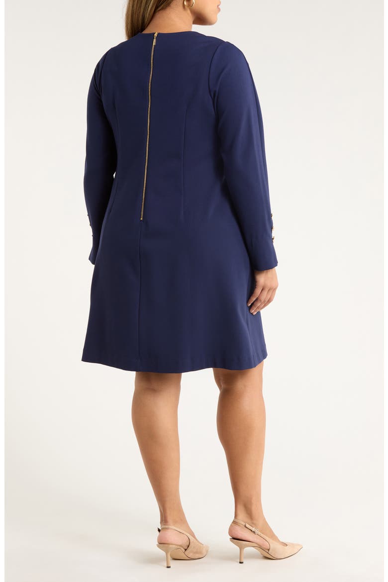 Bow Detail Long Sleeve Ponte Dress