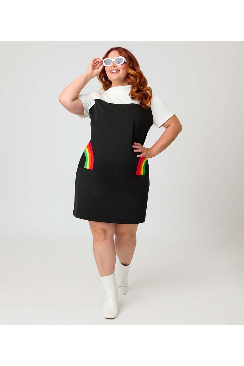 Plus Size Mock Neck Patch Pocket Shift Dress