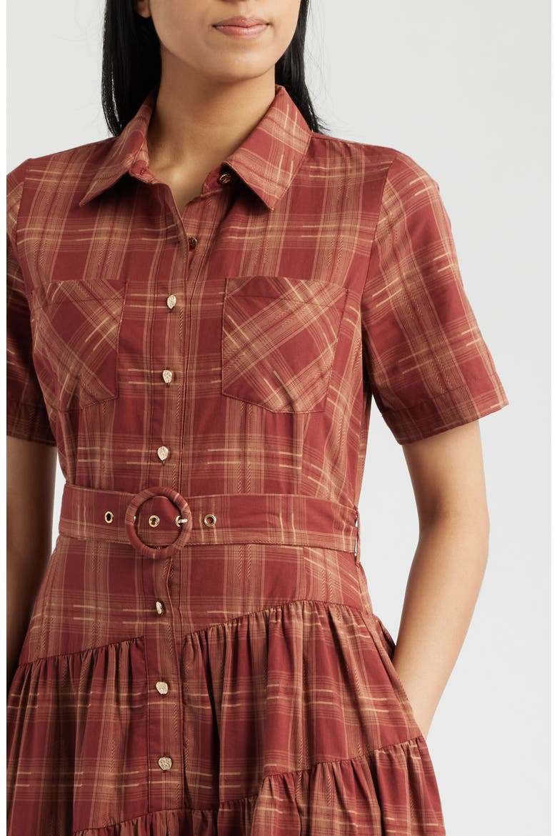 Plaid Belted Maxi Dress