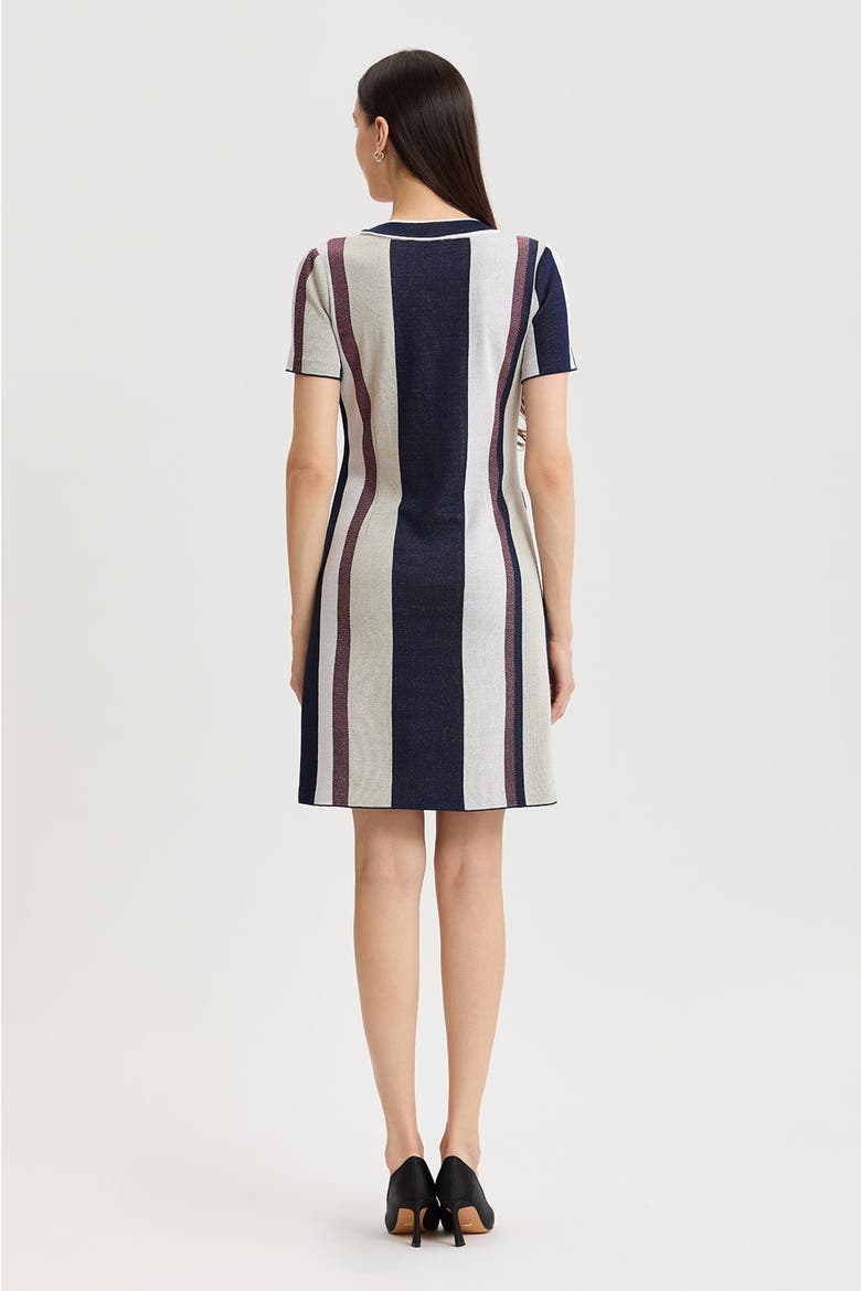 Button-Front Striped Soft Knit Dress