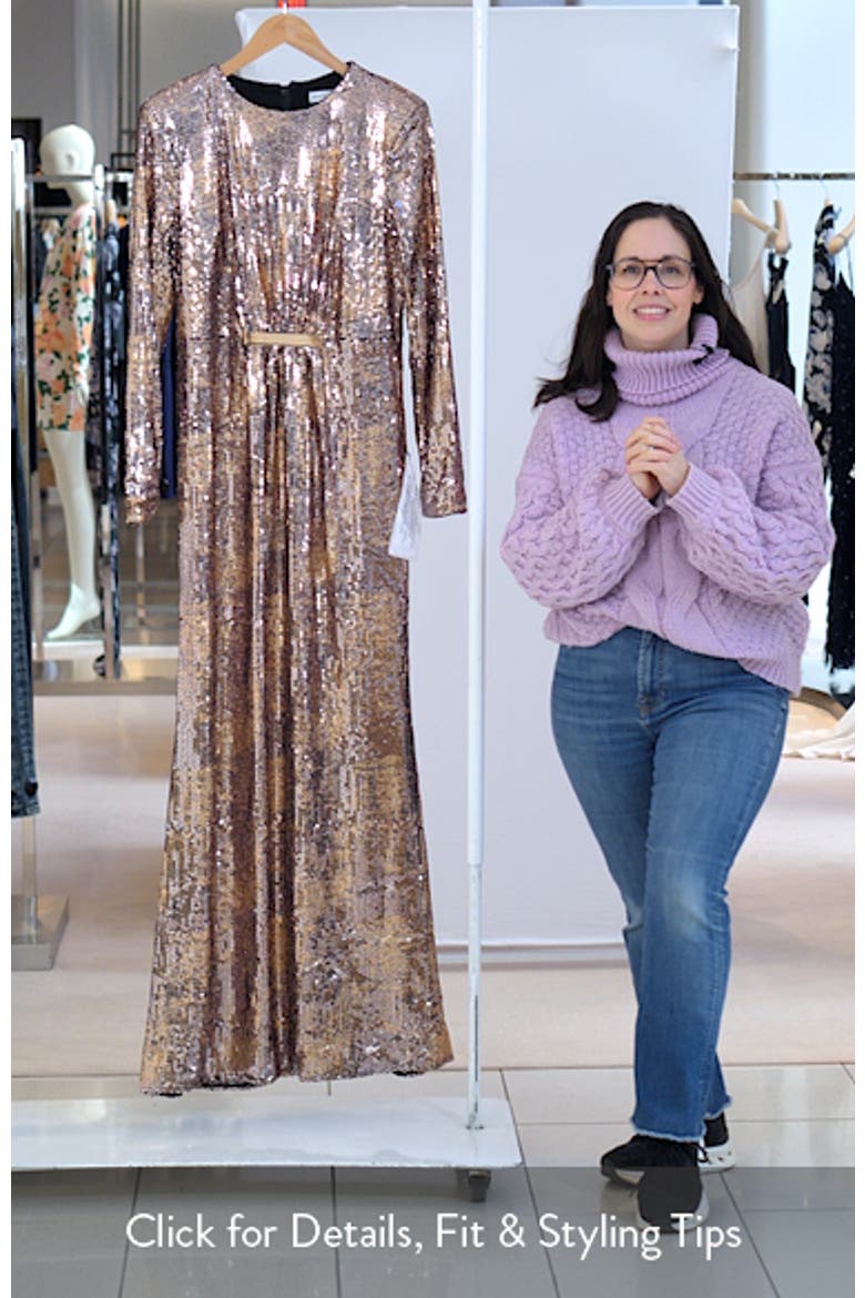 Johanna Sequin Long Sleeve Mermaid Gown