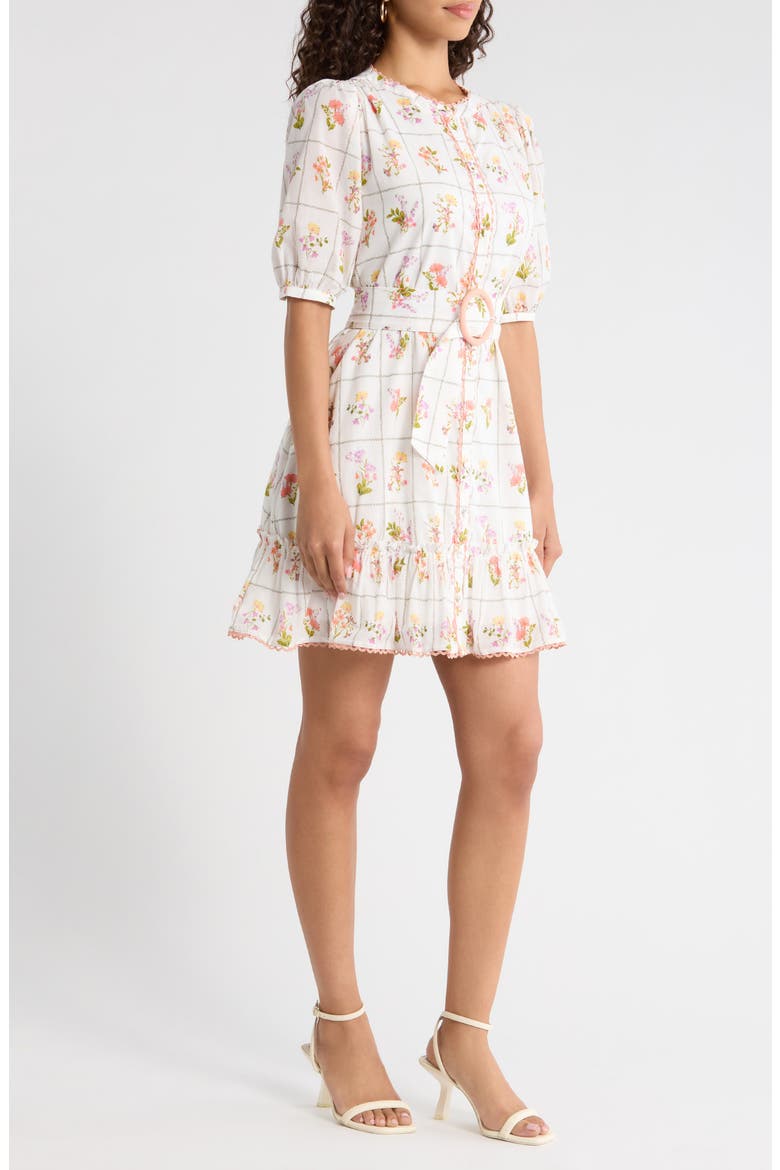 Diane Floral Redna Belted Cotton Button-Up Minidress