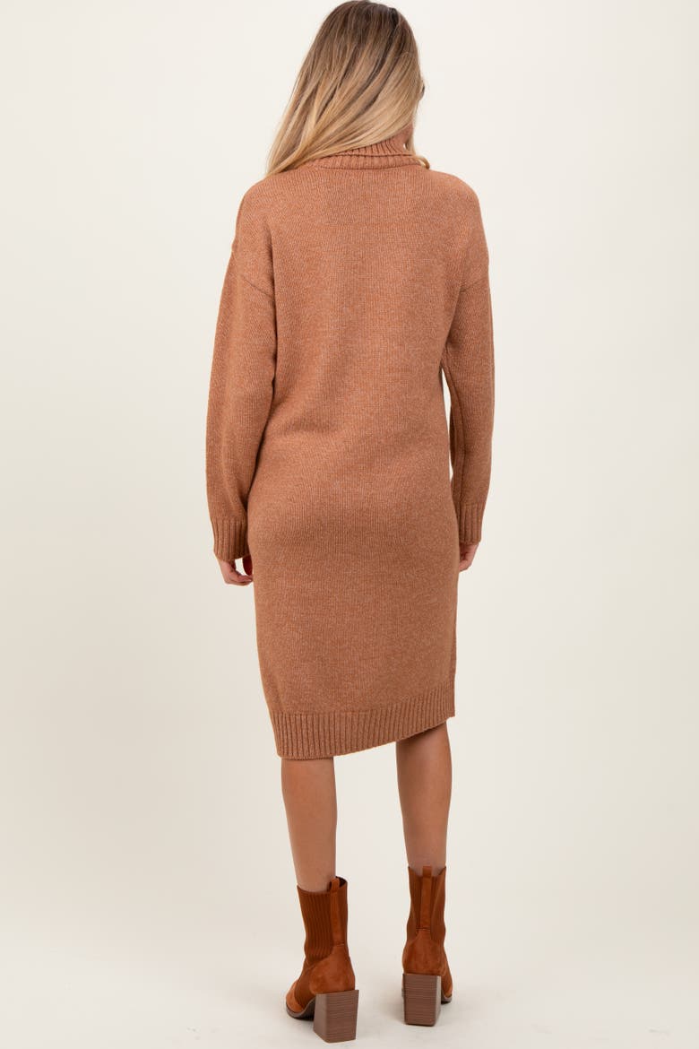 Turtleneck Side Slit Midi Sweater Dress
