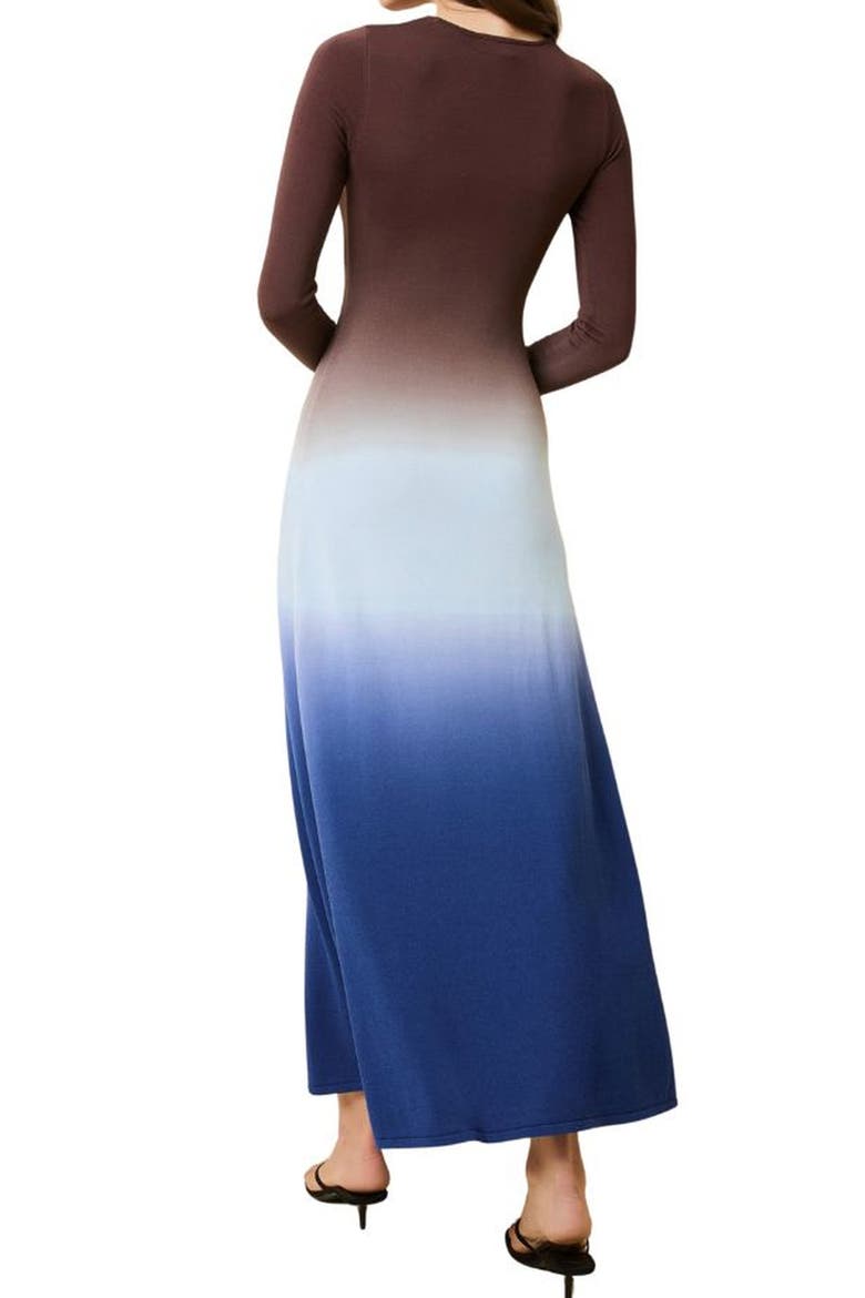 The Dora Ombré Colorblock Long Sleeve Knit Maxi Dress