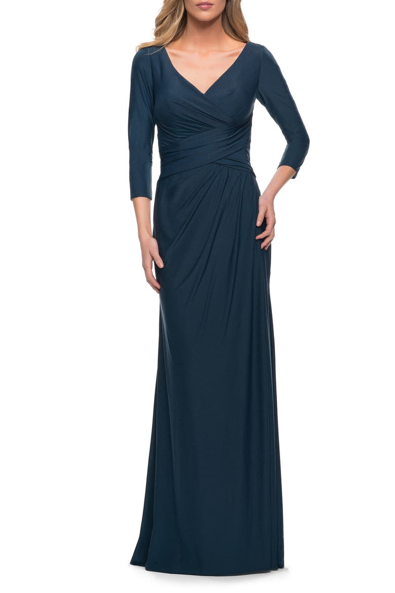 Ruched Bodice Sheath Gown
