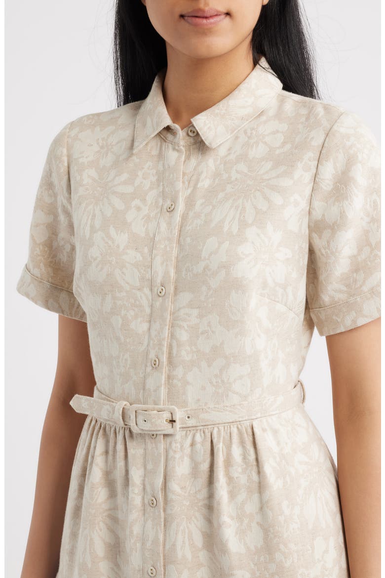 Floral Print Cotton Blend Shirtdress
