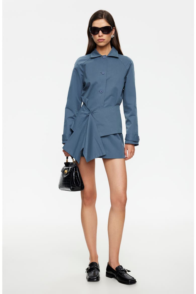 Wiseguy Long Sleeve Cotton Mini Shirtdress
