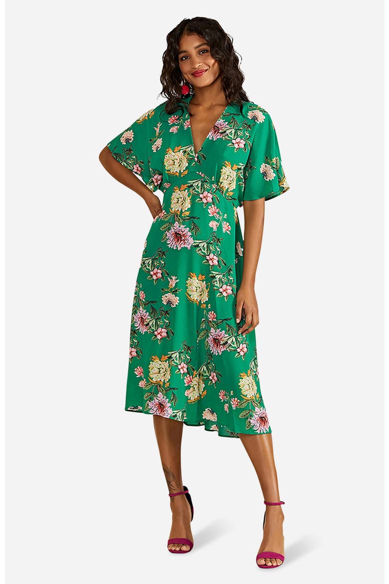 Floral Kimono-Inspired Midi Dress