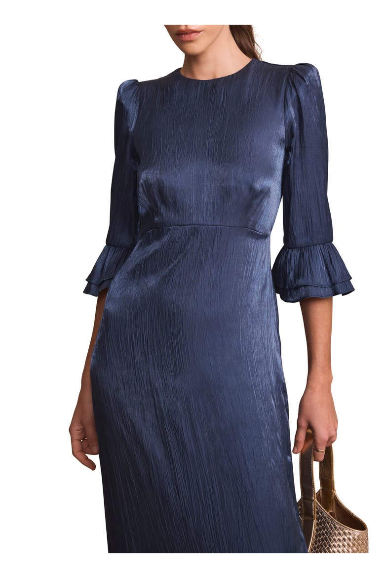 Metallic Ruffled Midi Dress