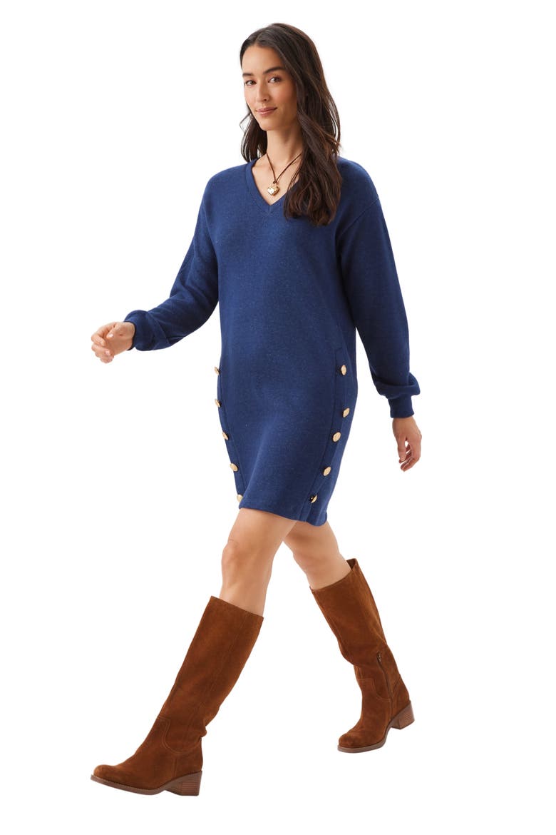 V-Neck Button Detail Minidress