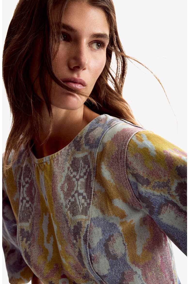 Printed Denim Minidress