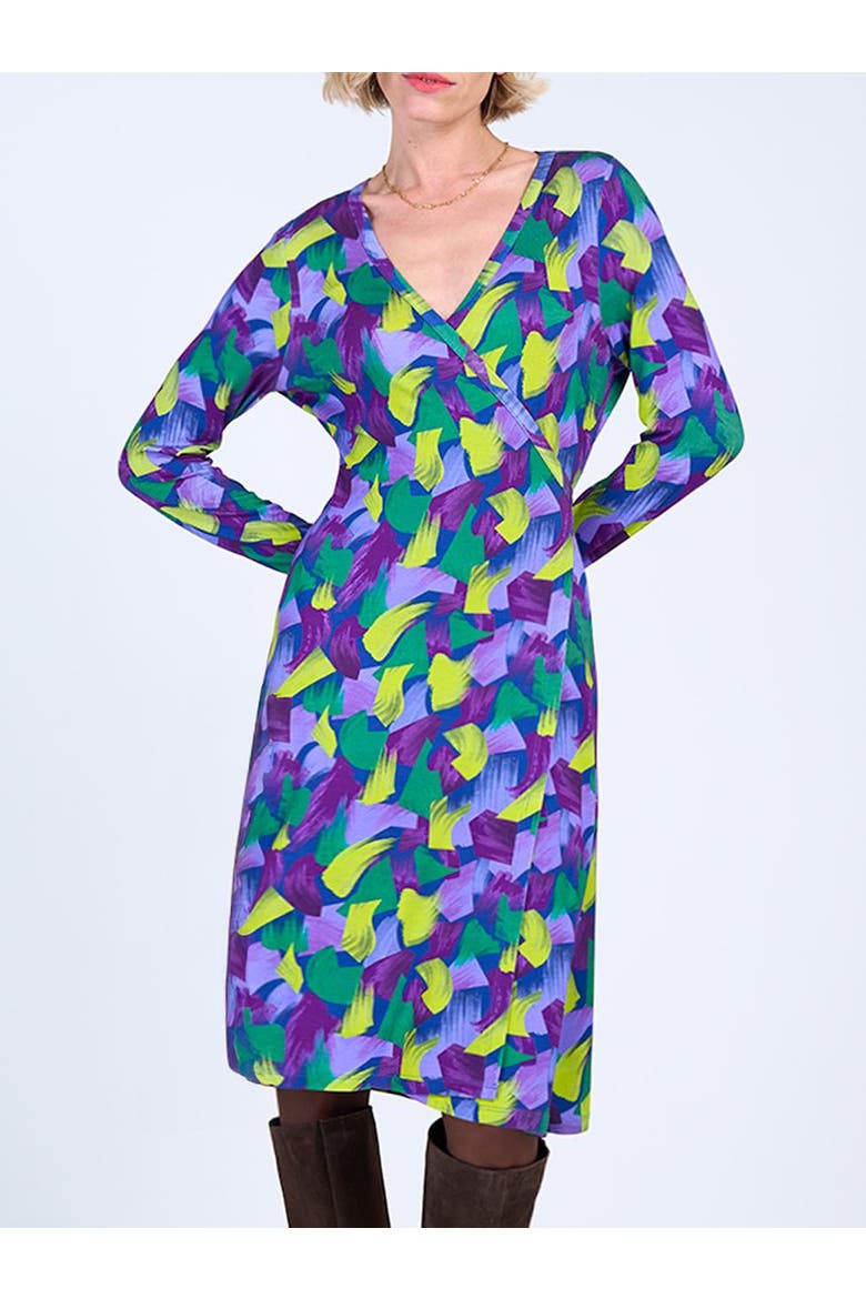 Long Sleeve Printed Wrap Dress