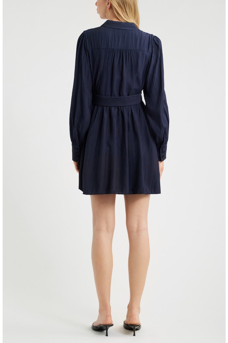 Floral Lace Inset Belted Mini Shirtdress
