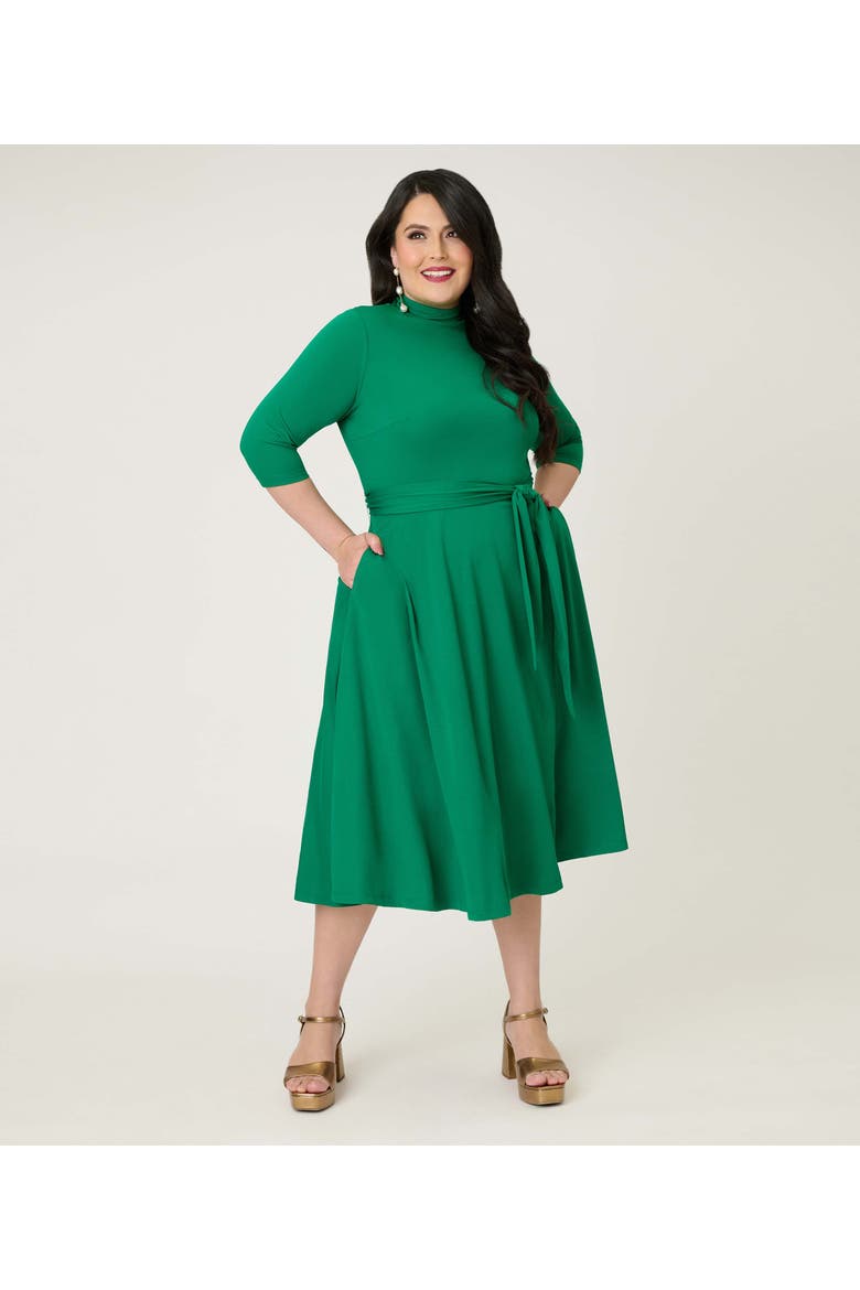 Plus Size 1950s Turtleneck Midi Dress