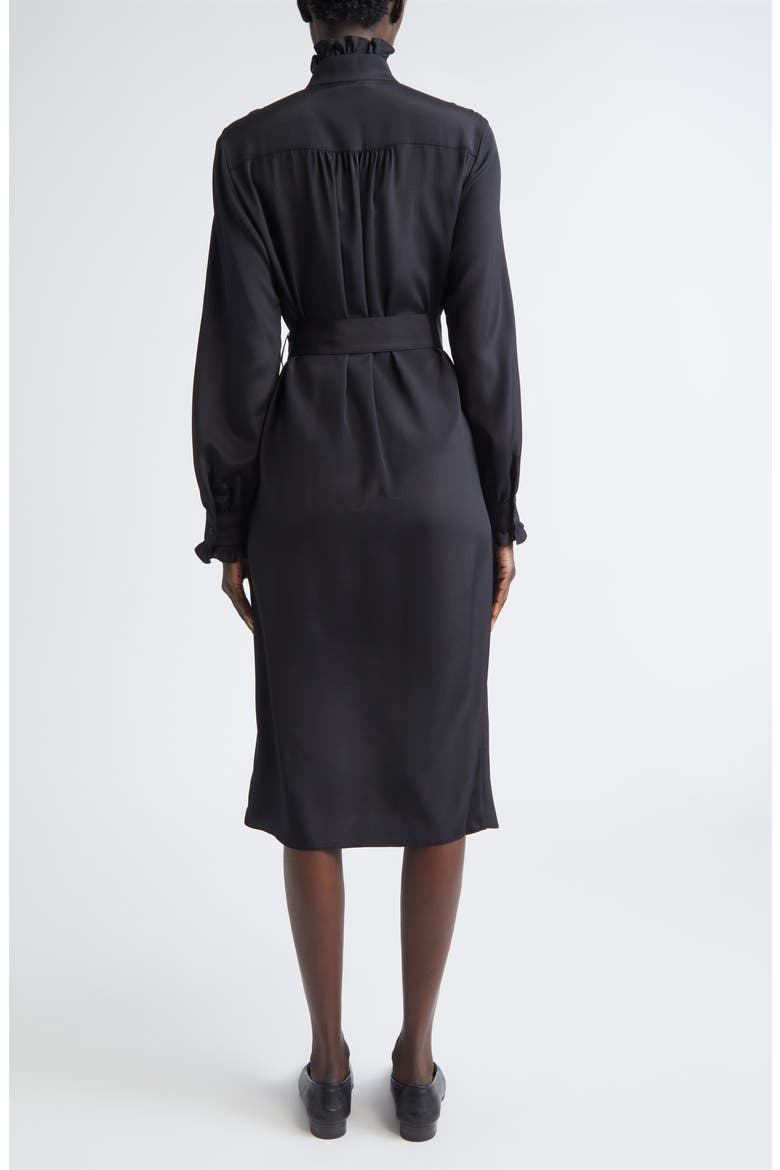 Pintuck Bib Long Sleeve Tuxedo Dress