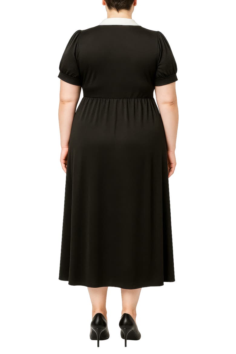 Contrast Collar Midi Dress