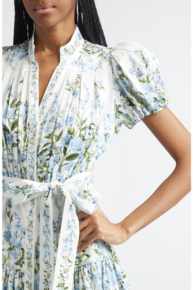 Cora Puff Sleeve Tie Belt Stretch Cotton Mini Shirtdress