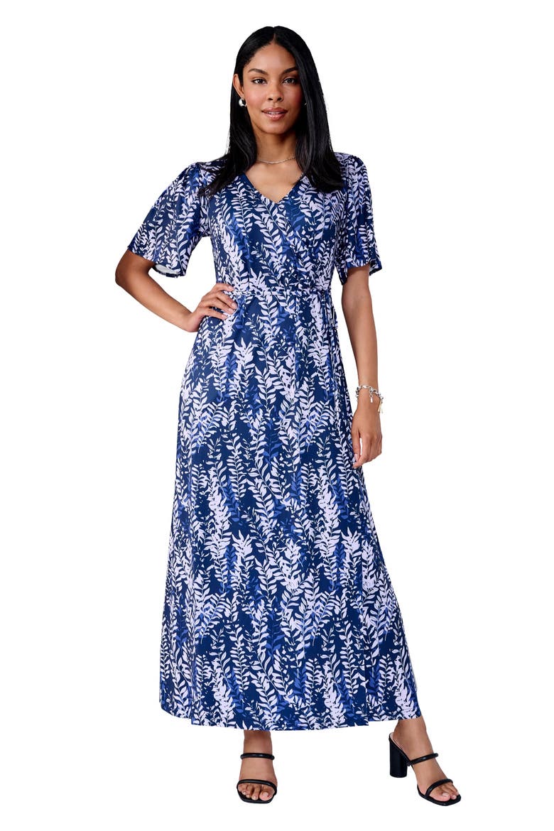 Flutter Sleeve Wrap Maxi Dress