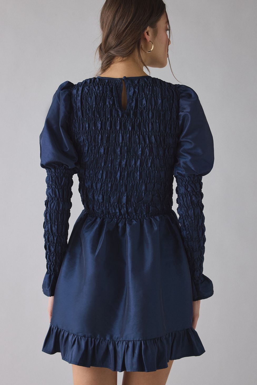 Daisy Street Thorn Puff Long Sleeve Ruched Ruffle Mini Dress