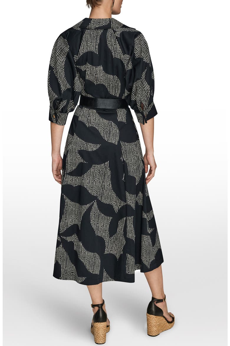 Abstract Print Belted Midi Shirtdress