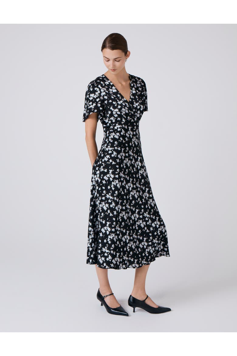 Elizabeth Floral Satin Midi Tea Dress