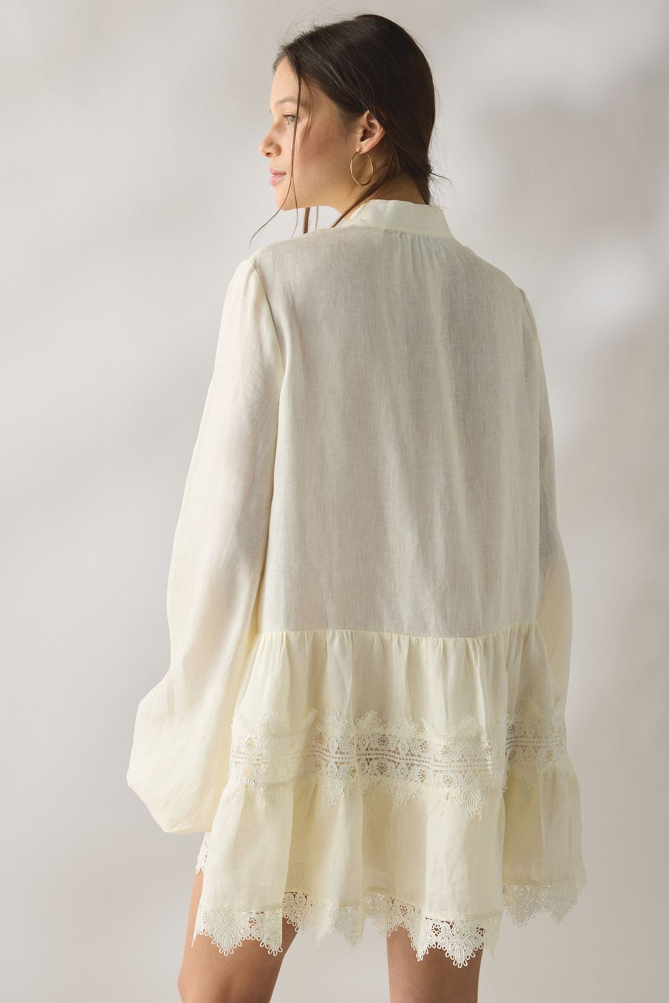 Bardot Antonia Lace Trim Trapeze Shirt Dress