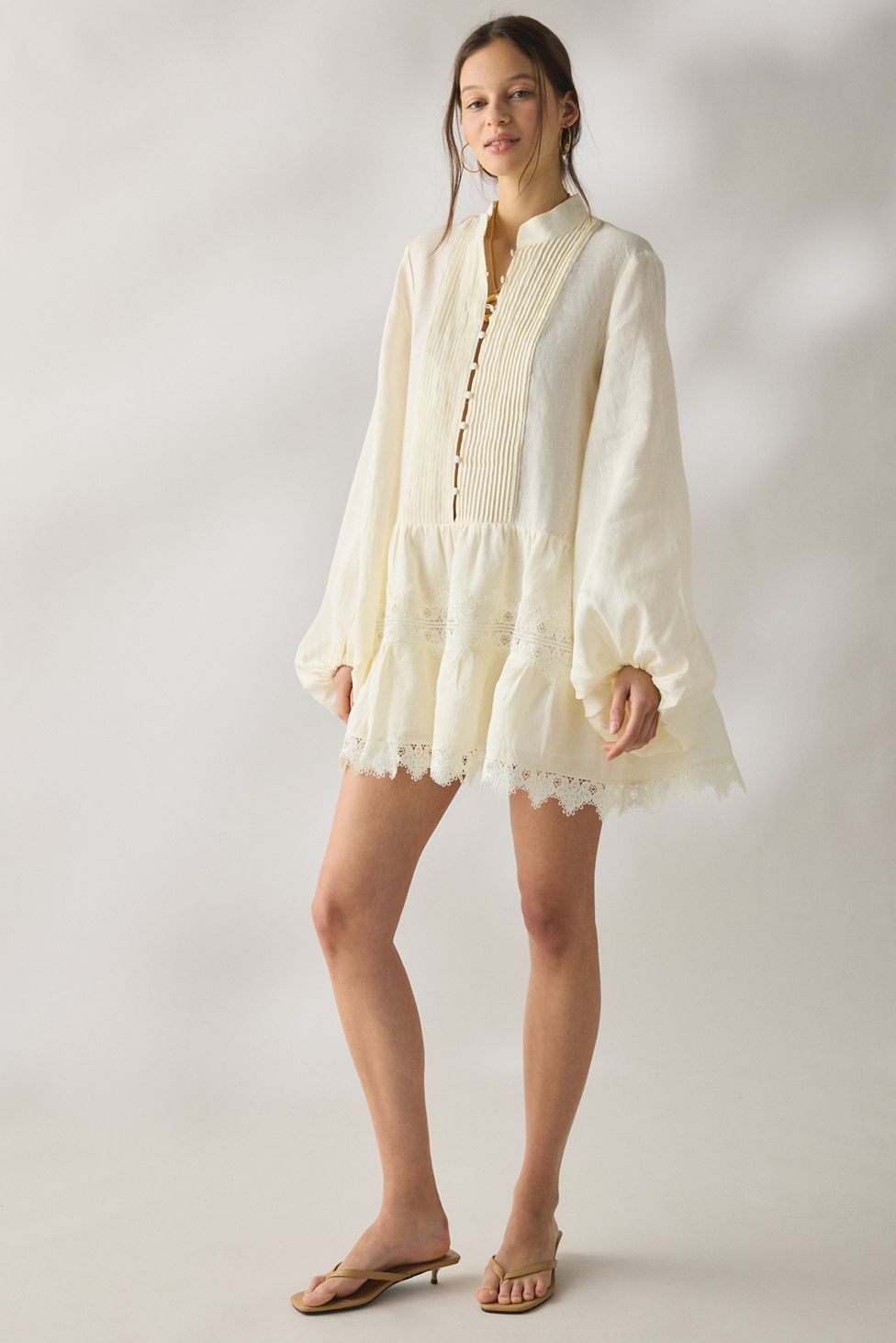 Bardot Antonia Lace Trim Trapeze Shirt Dress