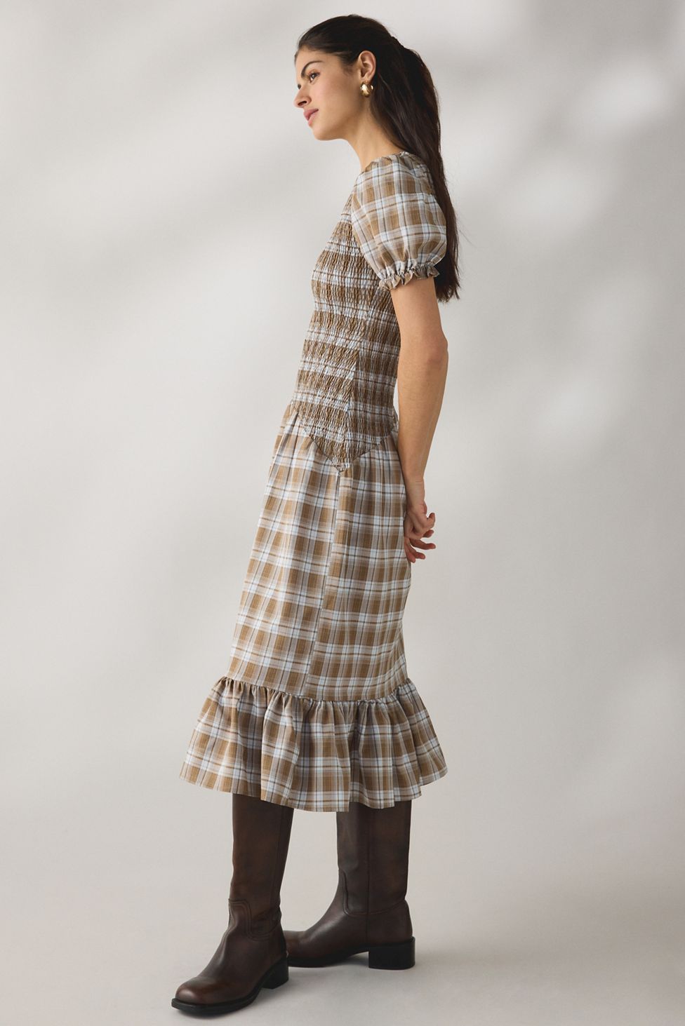 Daisy Street Nectar Puff Sleeve Smocked Midi Dress