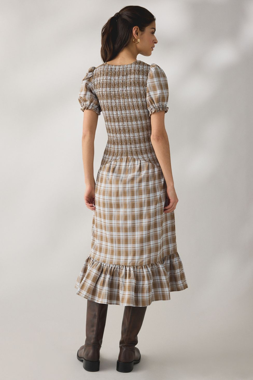 Daisy Street Nectar Puff Sleeve Smocked Midi Dress