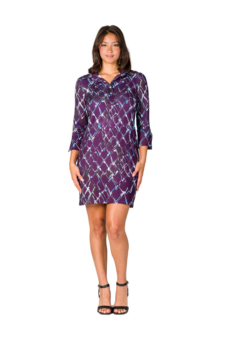 Geometric Print Three Quarter Sleeve Mini Dress